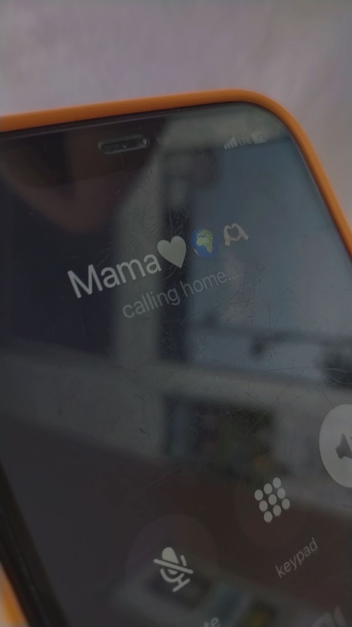 A phone mid-call to a parent